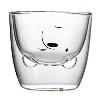 250ml Animal Panda Bear Shape Double Wall Heat Insulation Glass Cup for Tea Coffee Milk