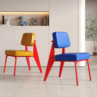 Chaise de salle à manger et tabouret Memphis de style italien, écologiques, avec structure métallique, design moderne, couleur tendance, mobilier de maison