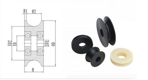 공장 맞춤형 플라스틱 나일론 풀리(베어링 포함) 외경 4.5인치(115mm) 플라스틱 시브 풀리 휠 - Product Image 2