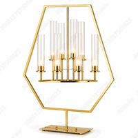 ANNIELU – Support de bougies géométrique de luxe en métal doré avec tubes en acrylique pour centre de table, idéal pour les mariages et événements – Fournisseur de décoration