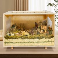 J0 Cages pour cochons d'Inde en bois de bambou Cage pour hamster avec cachette