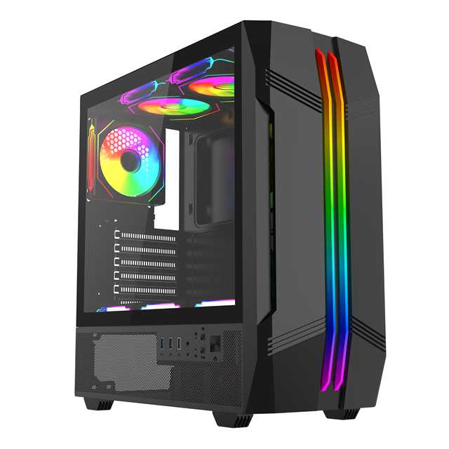 OEM ODM New Cheap Metal Mesh with RGB Strip Computer Hardware Accessories Gamer Cpu Cabinete ATX Pc case