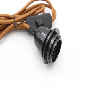 Câble en <span class=keywords><strong>tissu</strong></span> avec prise UK 220V, douille E27, cordon d'alimentation flexible pour luminaires domestiques - Product Image 6