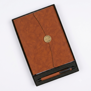 Set de Regalo de Cuaderno de Cuero Marrón Premium, Agenda Ejecutiva con Cierre de Botón de Latón, Caja para Bolígrafo a Juego, Accesorios de Oficina - Product Image 3