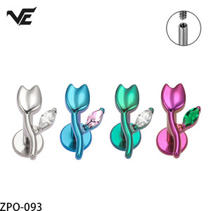 <span class=keywords><strong>VIEN</strong></span> Jewellery ZPO-093 G23 Joyería de Titanio de Moda para Piercings, Flor de Rosa con Circonita Cúbica, Piercing para Labio, Hélix, Oreja y Cuerpo - Product Image 1