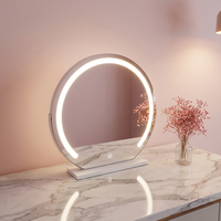 Miroir de maquillage ovale à LED avec éclairage, 3 couleurs, gradation progressive, commande tactile, miroir de vanité de bureau, blanc, noir