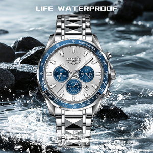 LIGE LG89229 Orologio da Uomo all'Ingrosso, Quadrante 45mm, Cronografo al Quarzo in Acciaio Inossidabile, Orologio Elegante da Uomo + Scatola, Relojes De Hombre - Product Image 4