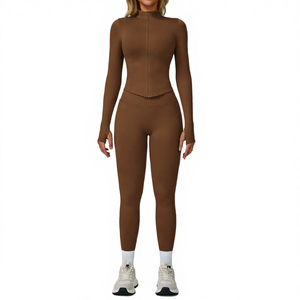 Vêtement de sport pour femme, ensemble complet de vêtements de sport pour femme, respirant, logo frontal solide, taille plus, néon - Product Image 4