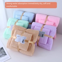 Ensemble de serviettes de bain en polaire corail à séchage rapide, doux et respectueux de la peau, pour cheveux secs, cadeaux de mariage mère-fils, activités, vente en gros
