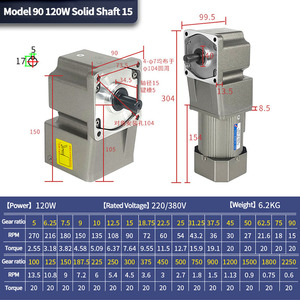 <span class=keywords><strong>Motorreductor</strong></span> de CA de 220V 50HZ 120W con eje hueco y eje sólido, con reductor de <span class=keywords><strong>velocidad</strong></span> - Product Image 2