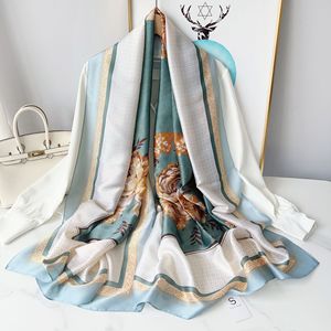 Spring New Style Fashion Design Chinese Style Soft <strong>Silk</strong> <strong>Scarf</strong> <strong>Women</strong> Evening Dress Shawls Elegant Flower Printed Satin ScarfHijab - Product Image 2