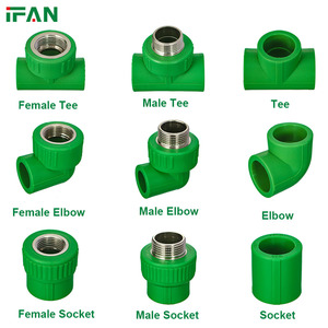 IFAN Prix d'usine en gros, tuyaux et raccords PPR de 20-110 mm, matériel de plomberie, raccords PPR en plastique vert - Product Image 4