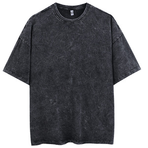 T-shirt da <span class=keywords><strong>uomo</strong></span> con lavaggio a pietra e acido di cotone T-shirt Vintage da <span class=keywords><strong>uomo</strong></span> grandi e pesanti personalizzate - Product Image 1