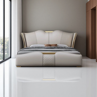 Lit double moderne de luxe convertible, extensible et réglable en hauteur, avec cadre en bois et rembourrage doux, pour chambre à coucher (petit modèle adulte)