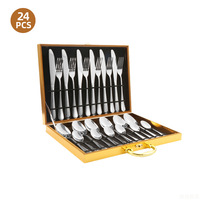 Factory Price 1010 Classic Design Spoon Fork Knife Metal Dinnerware Kitchen Accessories in a Box Gift Silverware Cutlery Set