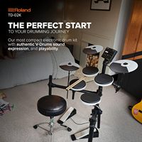 Roland TD-02K V-Drums, Entry-Level Compact Electronic Drum Kit with Noise-Reducing Features, Height-Adjustable Stand, beginner