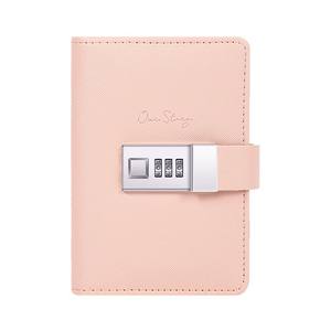 Carnet de notes A7 personnalisé en cuir PU rigide, style vintage, avec serrure à code <span class=keywords><strong>secret</strong></span> et reliure cousue, multicolore - Product Image 5