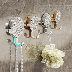 ตะขอแขวนผ้าขนหนูแบบหมุนได้ ไม่ต้องเจาะ ติดด้วยกาวสุญญากาศ ดีไซน์หรูหรา ทันสมัย สีทอง/สีเงิน สำหรับห้องน้ำ - Product Image 3