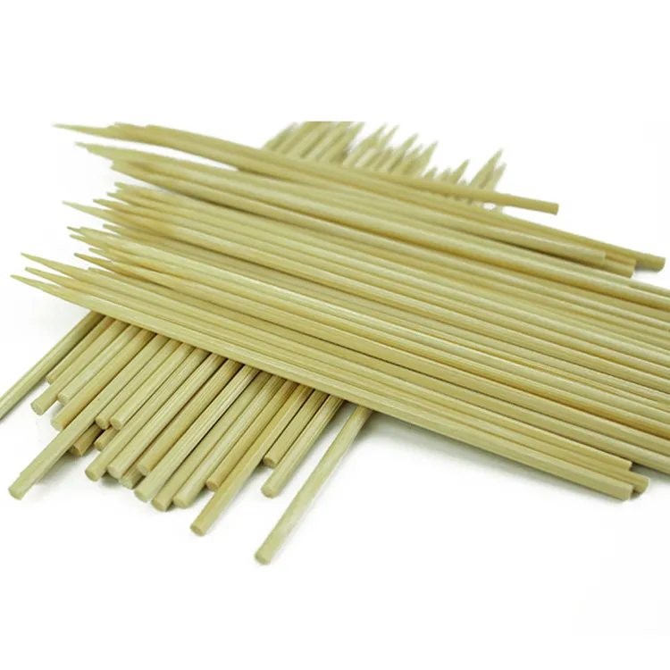 Pincho redondo de bambú de fábrica China, pincho de bambú para barbacoa