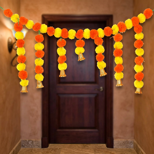 Guirnaldas Florales Tradicionales Amarillas y Naranjas, Decoración para Colgar en la Puerta, Tapiz para Entrada del Hogar, Decoración para Diwali - Product Image 1