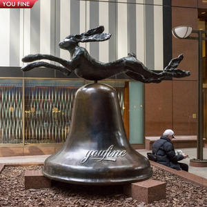 アンティークの屋外の庭の装飾真鍮の抽象的なウサギの彫刻ブロンズダンスラビットの像by Barry Flanagan - Product Image 3