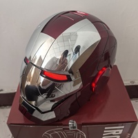 Casque de super-héros Iron-hero pour jeu de rôle, finition brillante argent rouge