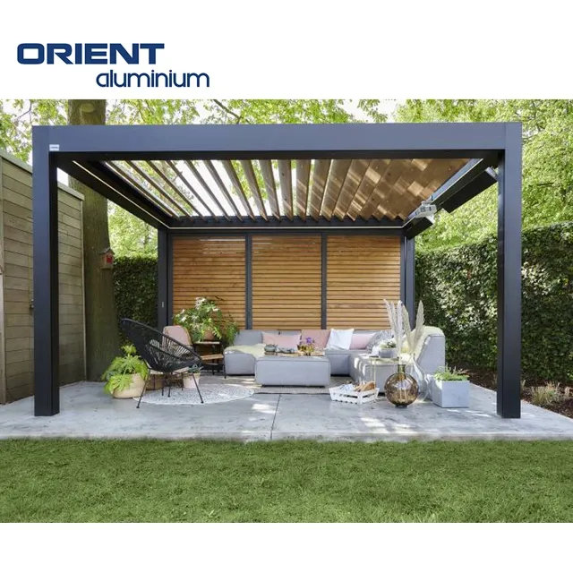 Diskon Besar Aluminium Pergola 4X4 Kustom Teras Pergola Besi Logam Gazebo Aluminium Pergola Aluminium Set Luar Ruangan