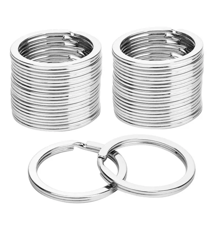 304 Stainless Steel Flat Key Ring Metal Keychain Ring Split Keyring Flat Ring for Home Car Office Keys Attachment