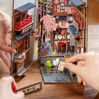 Robotime Rolife Puzzles en Bois 3D TGB11 Sakura Wine Alley Kit de Diorama pour Étagère, Maison Miniature DIY
