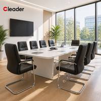 Chaise de bureau professionnelle en cuir avec base carrée fixe, ergonomique, pour réunions d'affaires, salles de conférence et réception de visiteurs