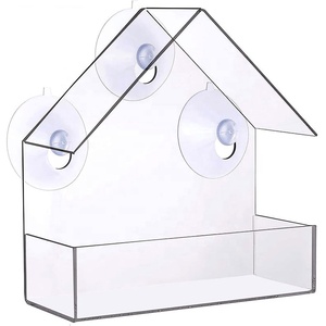 Mangeoire à graines pour oiseaux sauvages en acrylique en plastique transparent de haute qualité avec fenêtre transparente fournitures de jardin en gros dans la maison - Product Image 5