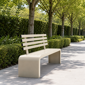 <span class=keywords><strong>Banc</strong></span> de parc extérieur tout métal <span class=keywords><strong>blanc</strong></span> <span class=keywords><strong>avec</strong></span> <span class=keywords><strong>dossier</strong></span>, siège public en acier courbé intégré pour parc communautaire, place publique, arrêt de bus - Product Image 3