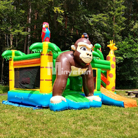 Structure gonflable à thème gorille de la jungle avec toboggan |   Aire de jeux pour adultes en PVC de qualité commerciale pour usage intérieur/extérieur