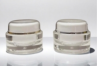 Pot en plastique PS noir à double paroi carré de luxe 5g/10g/15g/20g/30g/50g avec bouchon à vis et impression sérigraphique pour soins de la peau et crème pour les yeux