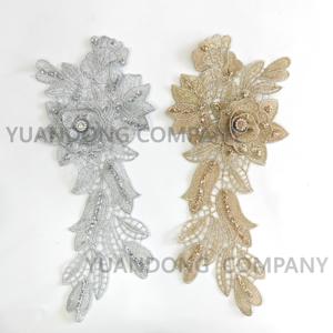 Usine vendre directement 3d Fleur Strass Paillettes Dentelle Applique Diamant dentelle Applique Pour robe de mariée - Product Image 6