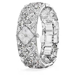 Reloj de Lujo de 35 mm con Diamantes para Mujer, Totalmente Cubierto de Diamantes, Caja Cuadrada de Aleación, Esfera de Cristal, Estilo Clásico, Elegante y Ejecutivo - Product Image 4