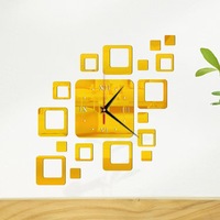 Jam Dinding Akrilik Persegi Modern Digital Gaya Eropa Kreatif dengan Tampilan Jarum DIY Set Kombinasi Dekoratif 3D