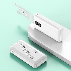 Nouvelle conception de chargeur mobile PowerBanks 20000mAh, charge rapide, câbles intégrés, Power Banks pour téléphones - Product Image 1