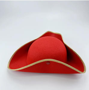 Cappello da Pirata Classico Rosso con Bordo Dorato Capitano Hook 2025 – Spedizione Diretta - Product Image 4