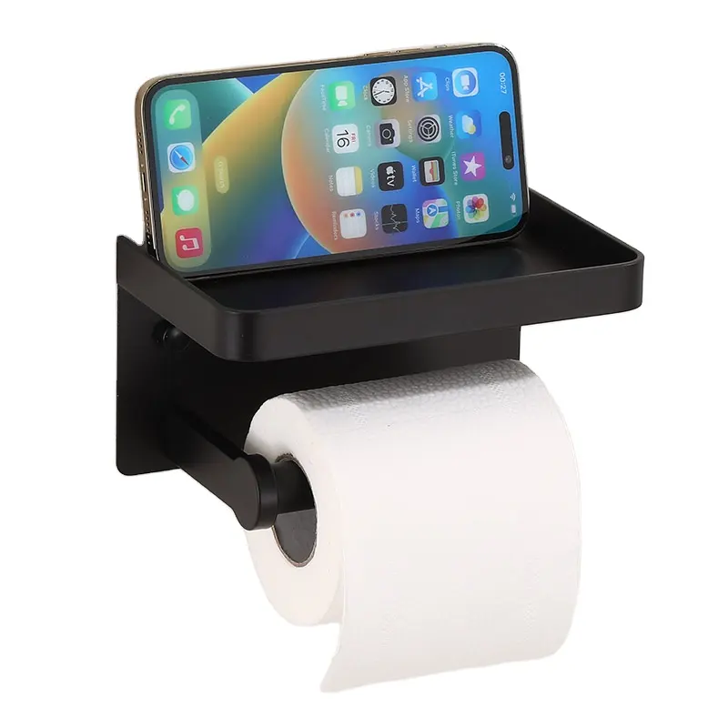 Space Aluminum Self Adhesive toilet paper holder with shelf toilet paper roll holder toilet roll holder