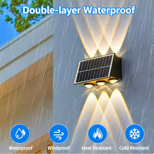 Solar Powered LED Wall <b>Sconce</b>, Up - Down Glow Outdoor Courtyard Decorative Lamp, Waterproof Atmosphere <b>Light</b> - Product Image 2