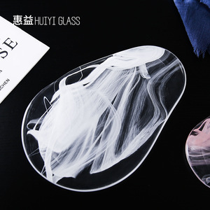 Aodeyu Glass <b>Teapot</b> Stand Irregular Shape Abstract Pattern Heat Resistant Decorative Tray For Tea <b>Set</b> Home Use - Product Image 1