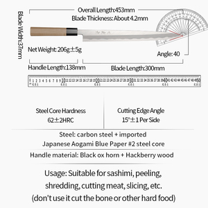 <span class=keywords><strong>Vente</strong></span> Chaude <span class=keywords><strong>Couteau</strong></span> à Sashimi Professionnel Yanagiba Japonais pour Restaurant et Cuisine avec Manche en Bois - Product Image 6