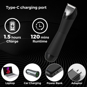 Tondeuse à double tête pour zones intimes et parties génitales, noire et rose, rechargeable par USB, moteur 6000 tr/min, tondeuse corporelle - Product Image 3