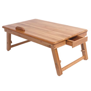 Bureau d'ordinateur portable en bambou, 1 pièce étagère réglable en bambou étagère dortoir lit bureau deux fleurs livre support de plateau de lecture - Product Image 2