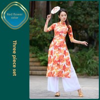 Tenue de performance Cheongsam de danse ethnique classique professionnelle avec logo personnalisé pour femme, ensemble 3 pièces en Spandex, vente en gros pour défilé