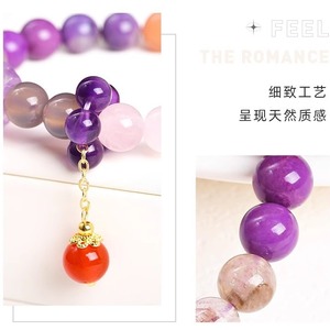 สร้อยข้อมือคริสตัลไฟสีม่วงธรรมชาติ 9 เม็ด ประดับด้วยลูกปัดอเมทิสต์ เครื่องรางนำโชคสำหรับผู้หญิง ปีนักษัตรมังกร เครื่องประดับ - Product Image 3