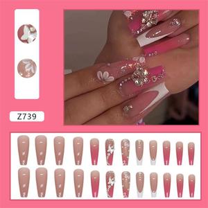 Uñas Acrílicas Adhesivas de Lujo al por Mayor OEM ODM <span class=keywords><strong>con</strong></span> <span class=keywords><strong>Piedras</strong></span> Brillantes, Diseño de Ataúd Mediano, Corazón y Punta <span class=keywords><strong>Francesa</strong></span> <span class=keywords><strong>con</strong></span> Perlas - Product Image 3
