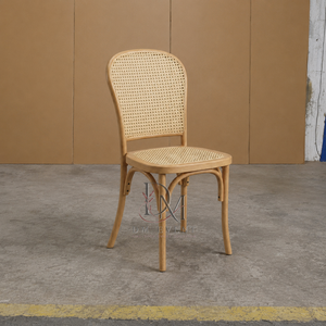 Chaise de salle à manger en PP imitation cannage à grain de bois naturel pour mariages, banquets et événements hôteliers, sièges commerciaux en gros - Product Image 4