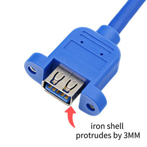 Câble de données haute vitesse personnalisé USB3.0 AF vers AM femelle à montage sur panneau 3mm - Product Image 2